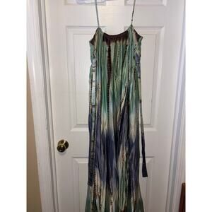 BCBgMaxAzaria 100% silk tie dye spaghetti strap gown dress size large